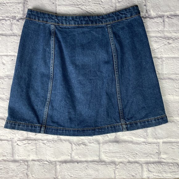 TOPSHOP MOTO DENIM A LINE BUTTON MINI SKIRT SIZE 28 - Picture 7 of 10
